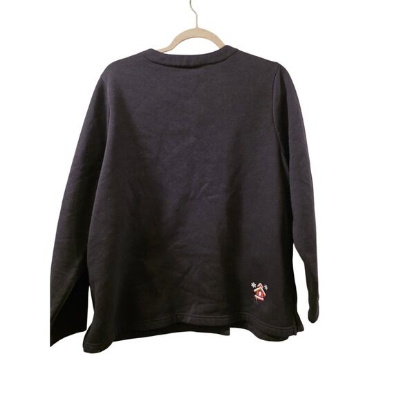 Vtg Winter Cardinal Embroidered Cardigan Sweater Holiday 2X Bird Black Red - Picture 2 of 8